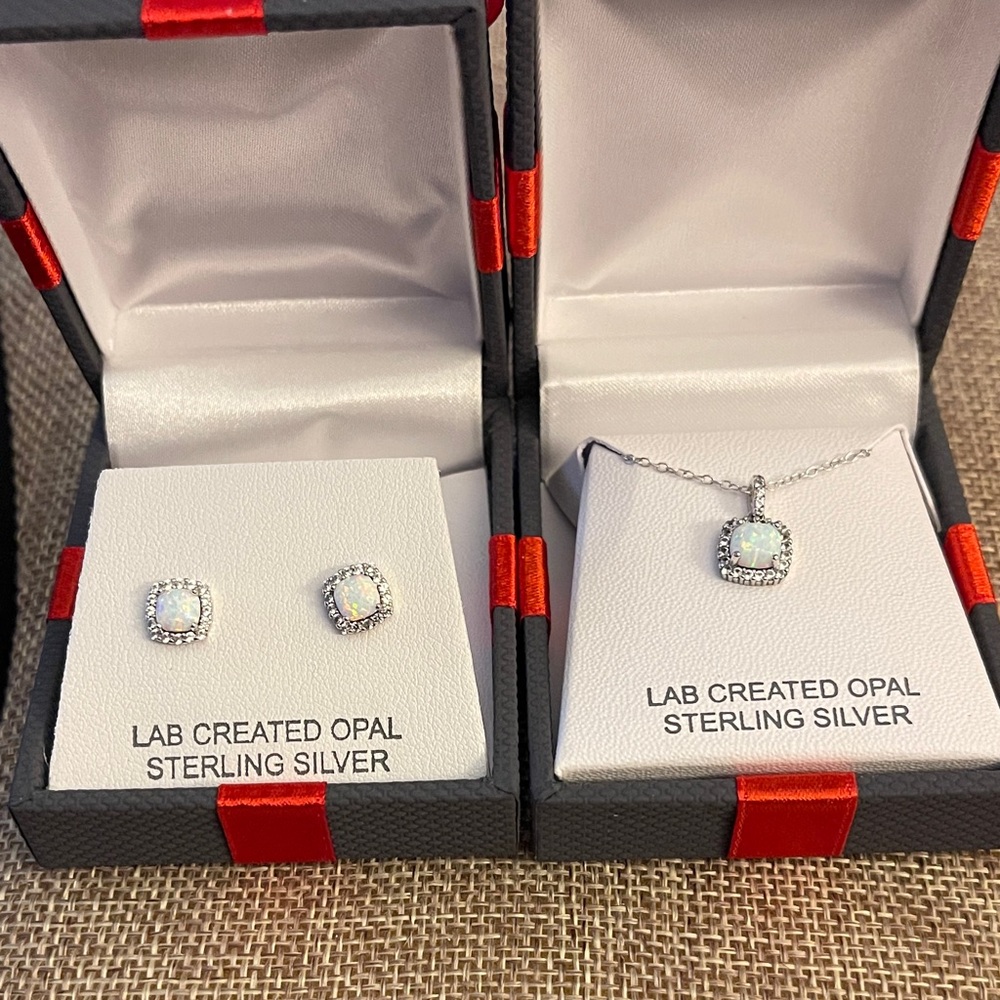 Sterling Silver Opal Jewelry Set